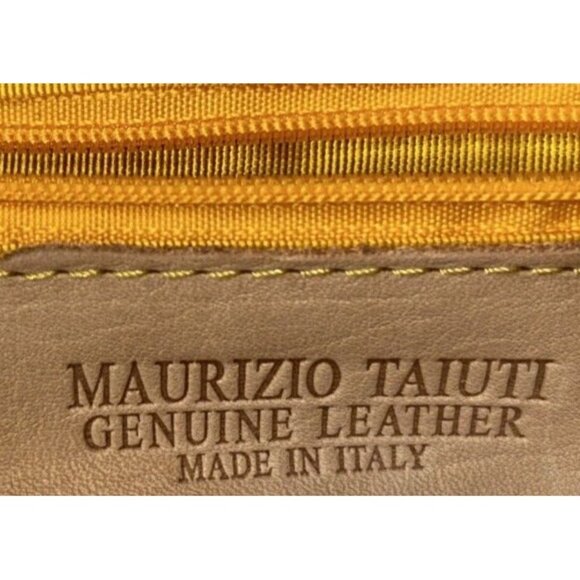 Clutch Maurizio Taiuti Italy Leather Purse Flowers Yellow Magnetic Snaps Vtg - Picture 3 of 4